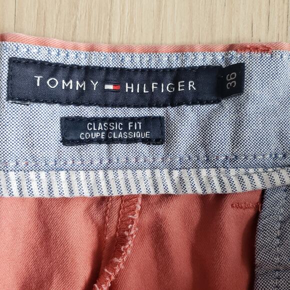 Tommy Hilfiger Shorts Men 36 Red Classic Fit Chino Embroidered Flag Golf 10" - Picture 4 of 8